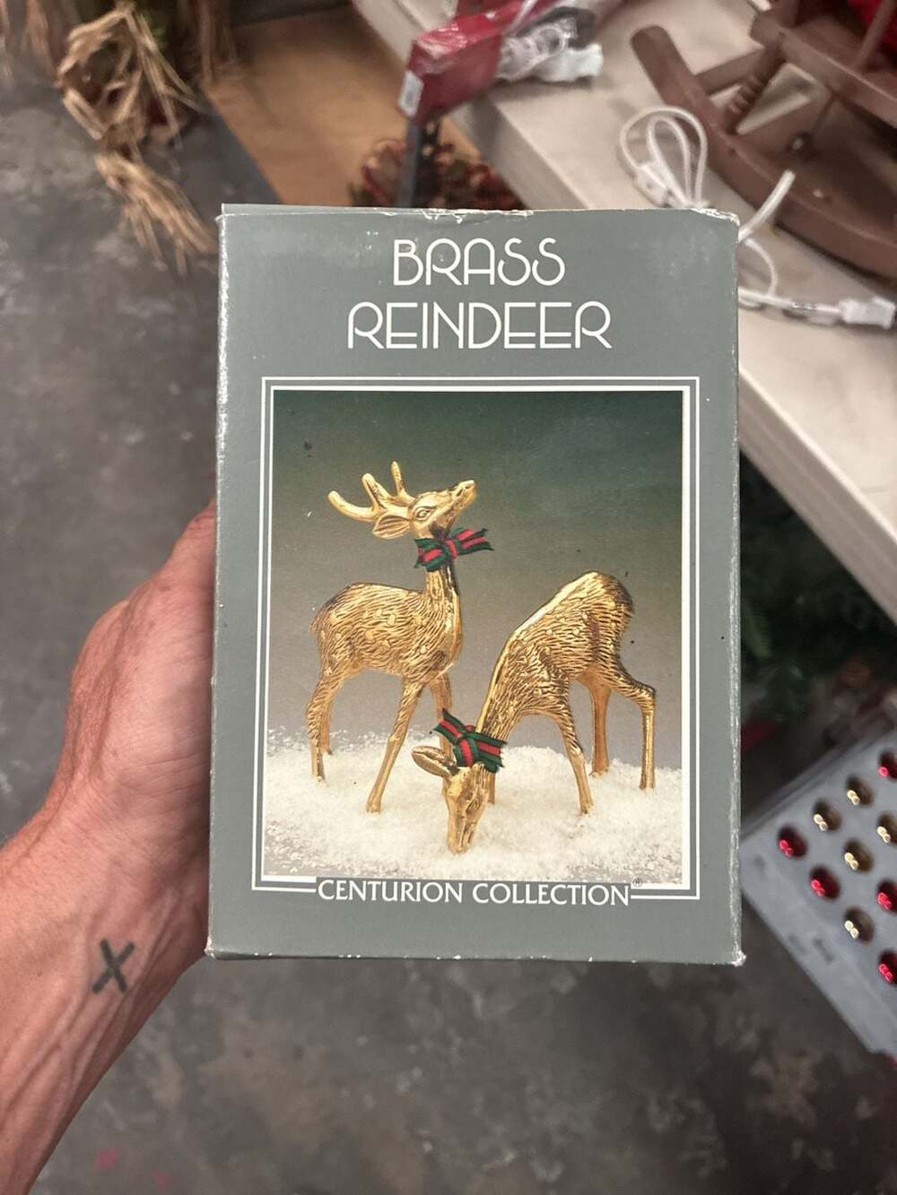 Centurion Collection Vintage Brass Reindeer Figurine Set in Original Box